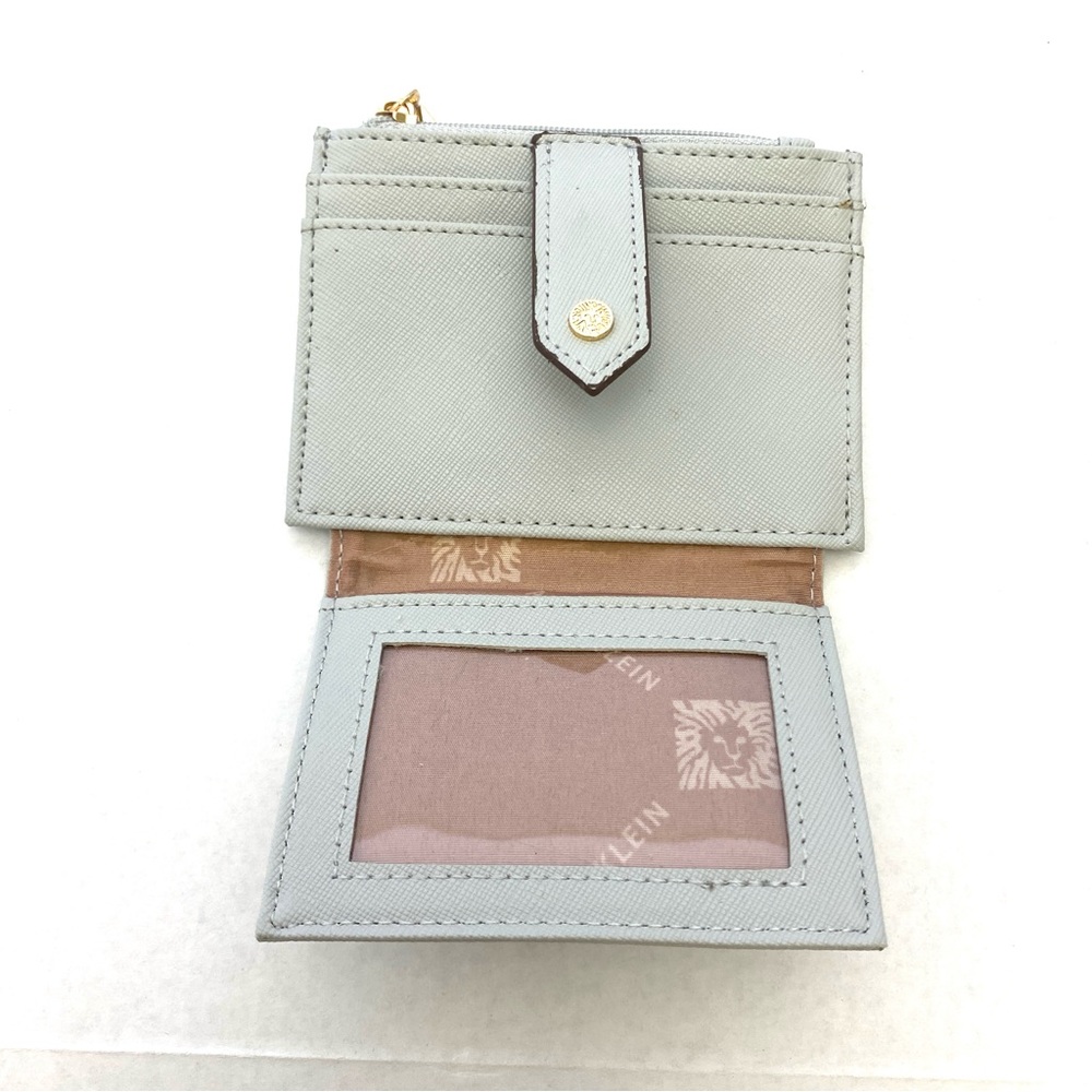 Anne Klein Women's Mint Green Crossgrain Leather Wallet/Card Holder